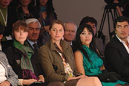 Fashion designers of German brand-name SISIWASABI and Uzbek fashion designer Saida Amir.